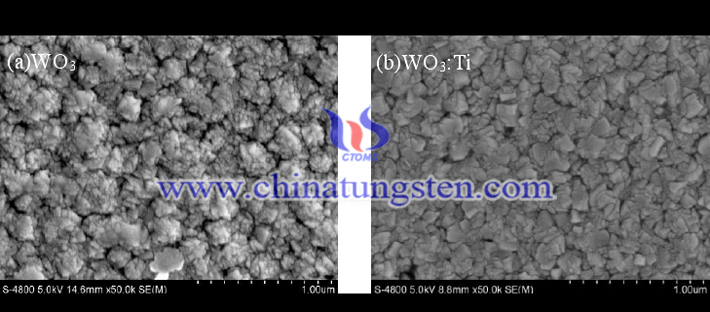 結(jié)晶態(tài)WO3與鈦摻雜氧化鎢薄膜的SEM表面形貌