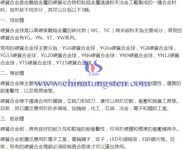 硬質(zhì)合金的形狀分類圖片