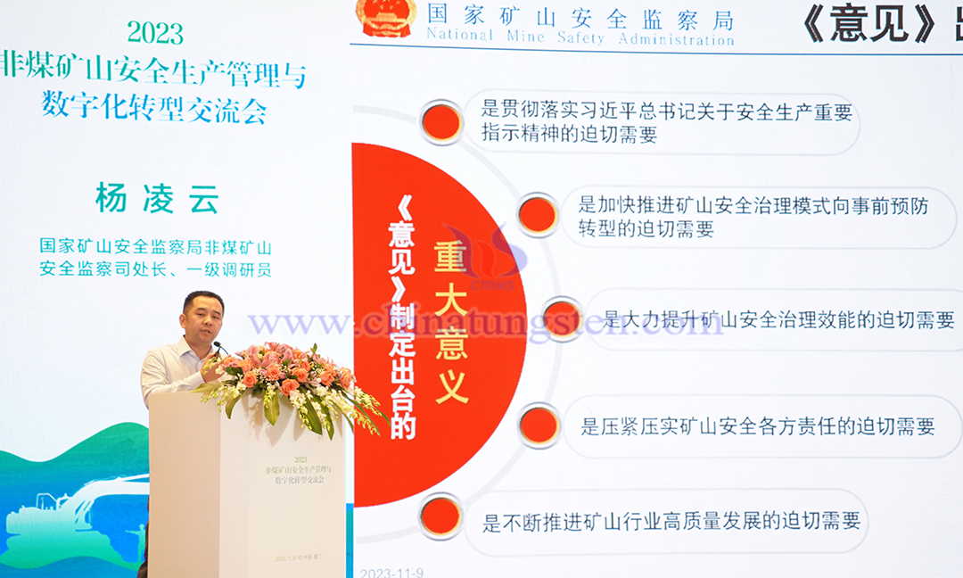 國家礦山安全監(jiān)察局非煤礦山安全監(jiān)察司處長、一級調(diào)研員 楊淩雲(yún)