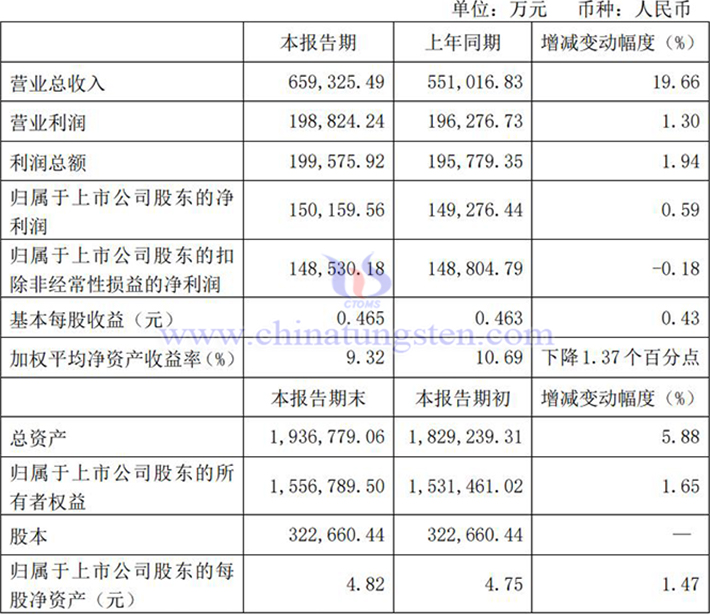 金鉬股份2024年上半年業(yè)績報告圖片