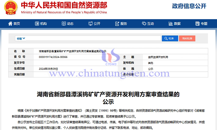 潭溪鎢礦礦產(chǎn)資源開發(fā)利用方案通過(guò)專家審查