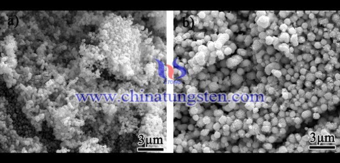 SEM of tungsten oxide nanoparticles at different times using ethanol as alcohol solvent