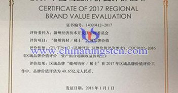 “贛州鎢材/稀土”區(qū)域品牌價(jià)值40.65億元圖片