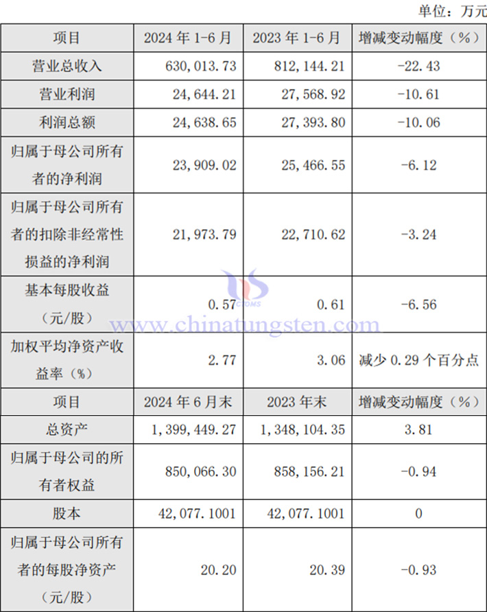 廈鎢新能2024年上半年業(yè)績(jī)報(bào)告圖片